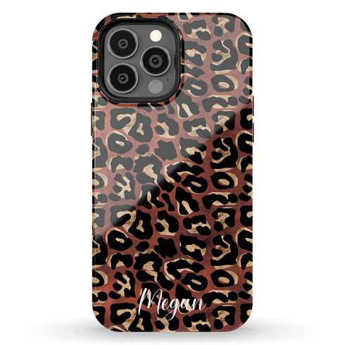 Metallic Leopard Personalized Name iPhone Case